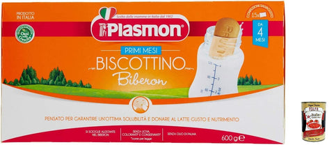 6 x Plasmon Primi Mesi Il Biscottino Biberon Dal 4 Mese, 600 g + Italian Gourmet Polpa 400 g