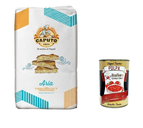 Molino Caputo Aria Farina 0 Flour Designed for Pizza a Teglia, Pinza 25 kg + Italian Gourmet Polpa 400 g
