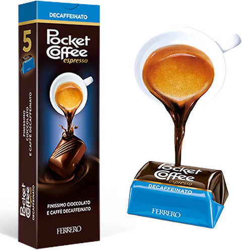 Pocket Coffee Espresso Coffee Praline with Liquid Decaffeinated DEK Espresso, Fine Milk and Half Bitter Chocolate, 5 Pralines, 625 g