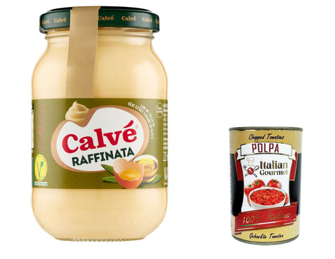 6 x Calvé Maionese Raffinata Addition of Extra Virgin Olive Oil, Ideal for Meat and Vegetables, Gluten-Free, 225 ml + Italian Gourmet Polpa 400 g