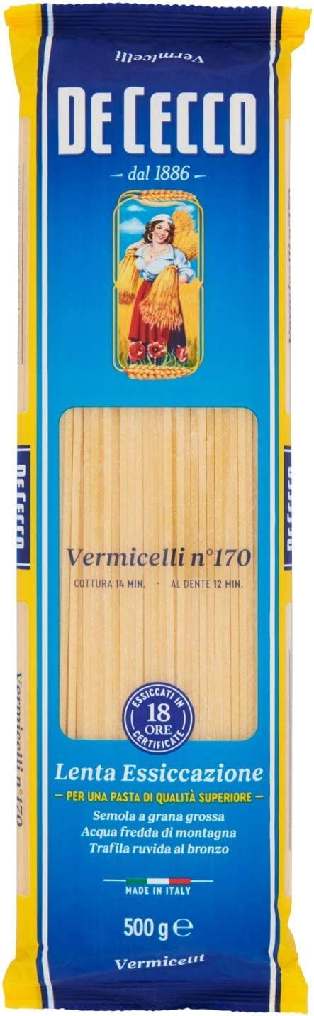 Pasta De Cecco 100% Italian Vermicelli n. 170 Pasta 500 g Pack of 10