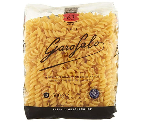 5 x Garofalo Pasta di Gragnano IGP Fusilli N° 63 Durum Wheat Semolina Pasta 100% Neapolitan Pasta Short Pasta Pack of 500 g