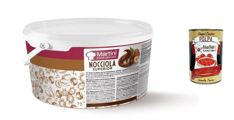 Martini Foodservice, crema nocciola superior, superior nut nougat cream, hazelnut cream, without palm oil, kg.3 + Italian gourmet polpa 400 g