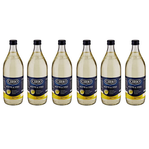 Cirio Aceto di Vino Bianco White Wine Vinegar Glass Bottle 1 Litre Pack of 6