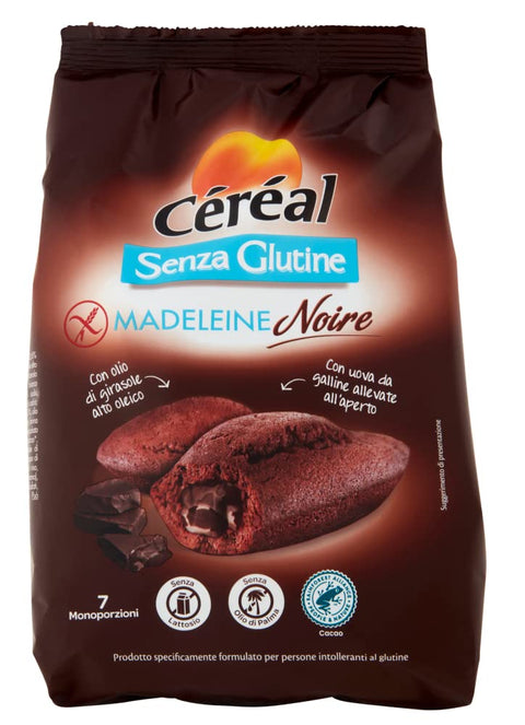 Céréal Madeleine Noire Senza Glutine Sweet Snack with Cocoa Filling Gluten Free 200 g Bag