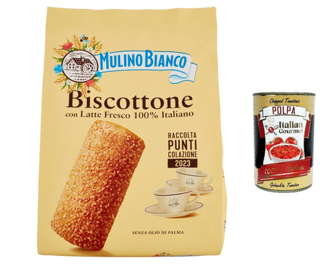6 x Mulino Bianco Biscottone Biscottone Biscuits with 100% Italian Fresh Milk - 700 g + Italian Gourmet Polpa 400 g
