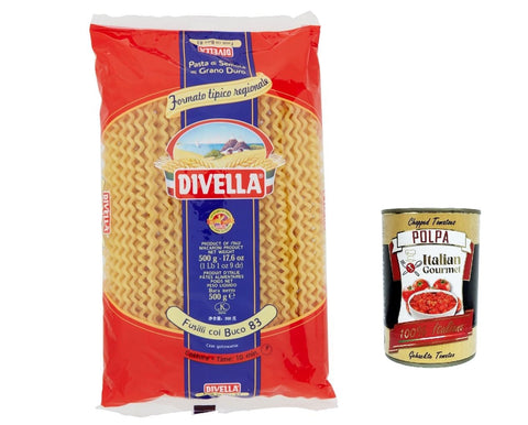 10x Pasta Divella 100% Italian N° 83 Fusilli Col Buco, Pasta 500 g + Italian Gourmet Polpa 400 g