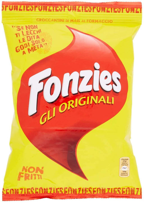 Fonzies Corn Snack with Cheese, 100 g, Cheese Chips Chips with Corn, Italy Snack, Pack of 10