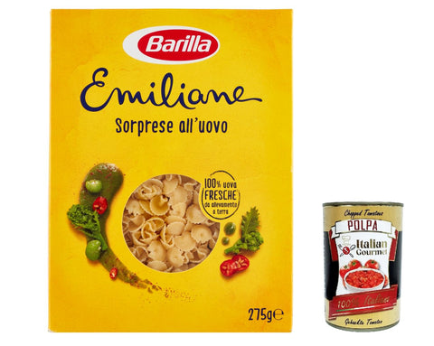 10 x Pasta all' Uovo Le Emiliane Sorprese, Egg Noodles, Pasta with Egg 275 g + Italian Gourmet Polpa 400 g