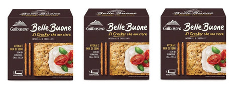 Galbusera BelleBuone Crackers Avena e Mix di Semi Whole Grain Crackers with Oats and Seed Mix (5 x 40 g) 200 g, Pack of 3