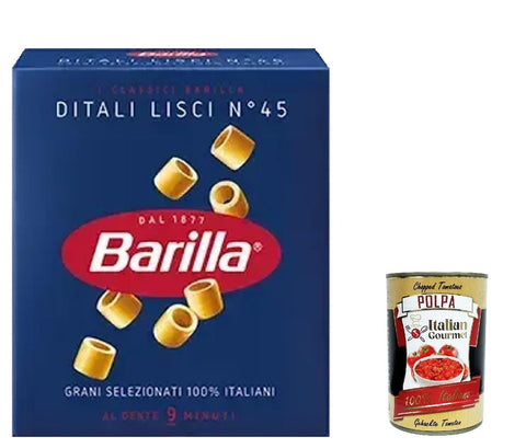 10x Pasta Ditali lisci No. 45 Italian Noodles 500 g Pack + Italian Gourmet Polpa 400 g