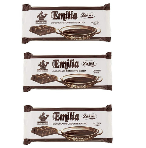 Zaini Emilia Cioccolato Fondente Dark Bar Chocolate Pastry Product 1 kg Gluten-Free Pack of 3