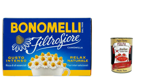12x Bonomelli Filtrofiore Camomilla 14 Filtri, Chamomile 14 Bags 28 g + Italian Gourmet Polpa 400 g