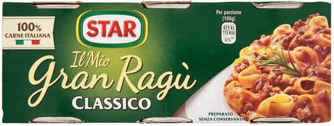 Il Mio Gran Ragù Star Classico Tomato Sauce 100% Italian Meat Sauce Pasta Sauce Spice Sauces 3 x 100 g in Cans 24 x 100 g