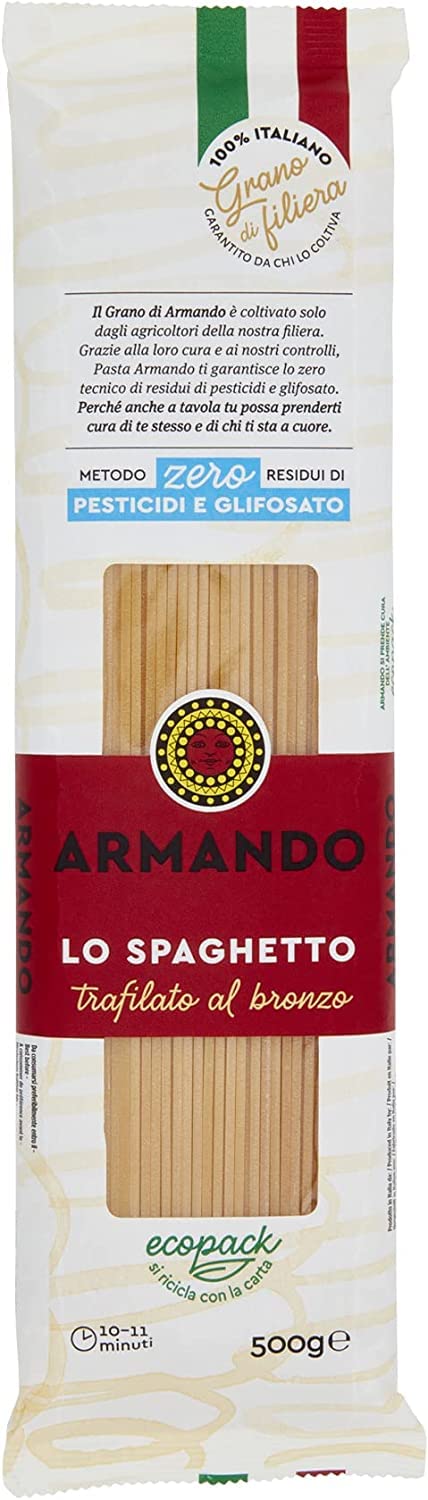 Il Grano Di Armando Lo Spaghetto Italian Wheat Bronze Drawn 100% Italian Pasta, 500 g, Pack of 10