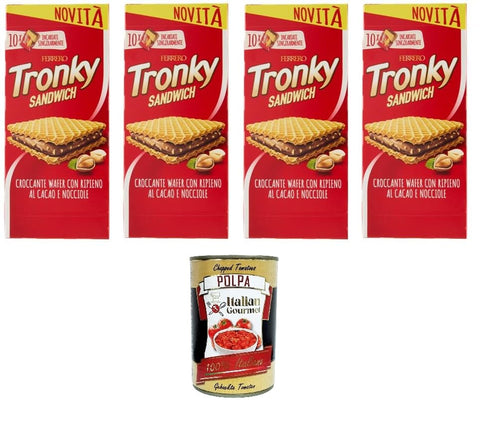 Tronky Sandwich Crispy Wafer with Cocoa and Hazelnut Filling 4 x 220 g + Italian Gourmet Polpa 400 g
