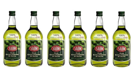6 x SAOM OLIO EXTRA VERGINE DI OLIVA 100% ITALIANO Virgin Olive Oil Extra 1LT 100% Italian Oil