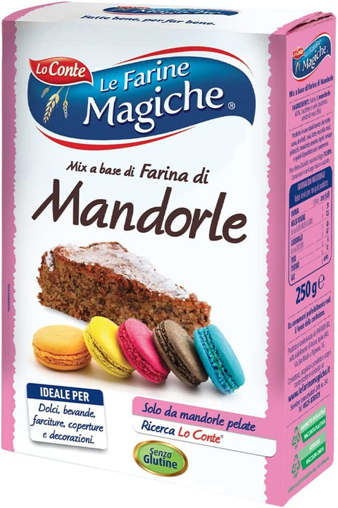 Lo Conte le Farine Magiche Farina di Mandorle Almond Flour, Gluten and Lactose Free, Ideal for Desserts and Drinks, 250 g Pack