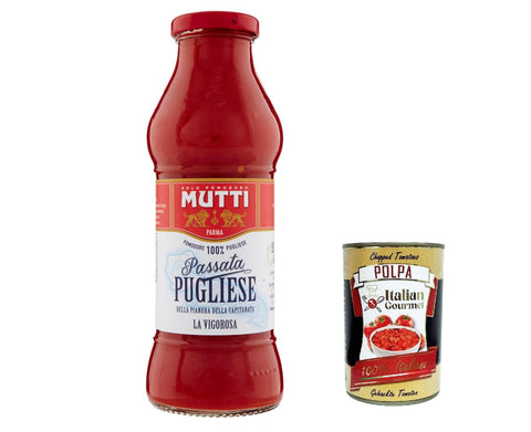 12x Mutti Passata Pugliese di Pomodoro Tomato Paste from Apulier Tomato Sauce 100% Italian 400g + Italian Gourmet Polpa 400g