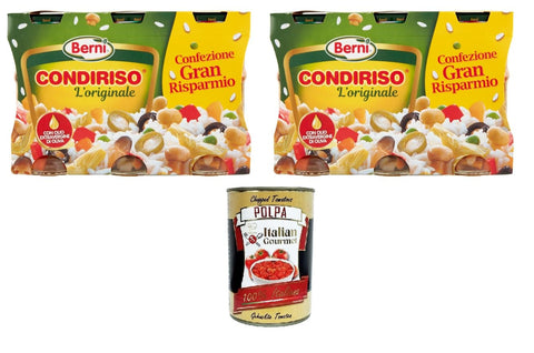 Berni Condiriso L'originale The Original with Extra Virgin Olive Oil 2 x 900 g (3 x 300 g) + Italian Gourmet Polpa 400 g