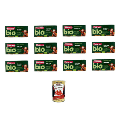 Plasmon Omogeneizzato di Manzo, Beef Homogenised 12 x (2 x 80 g) + Italian Gourmet Polpa 400 g