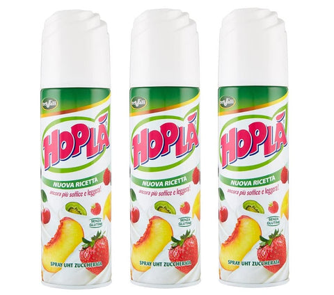 Trevalli Hoplà Panna Spray Confectionery Product Based on Cream and Plant Fat, U.H.T. Cream Spray Gluten Free 250 g Spray Can Pack of 3