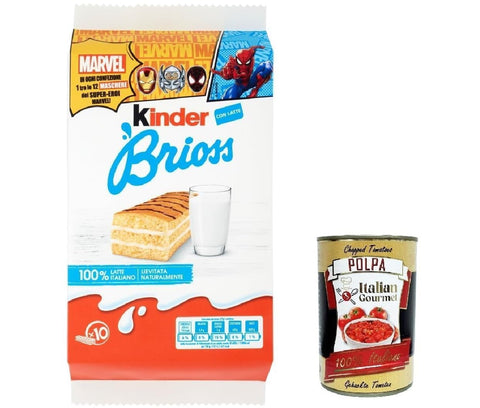3 x Children's Ferrero Brioss Cake with Milk Italian Classic Breakfast Brioche Biscuits 10 x 30 g + Italian Gourmet Polpa 400 g