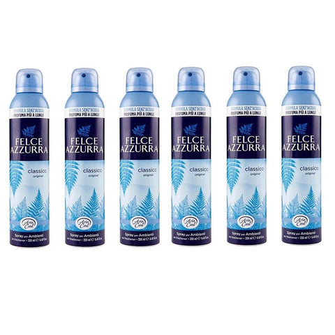 6 x Felce Azzurra Classico Spray per Ambienti Sprays for Environments Classic Talc 250 ml