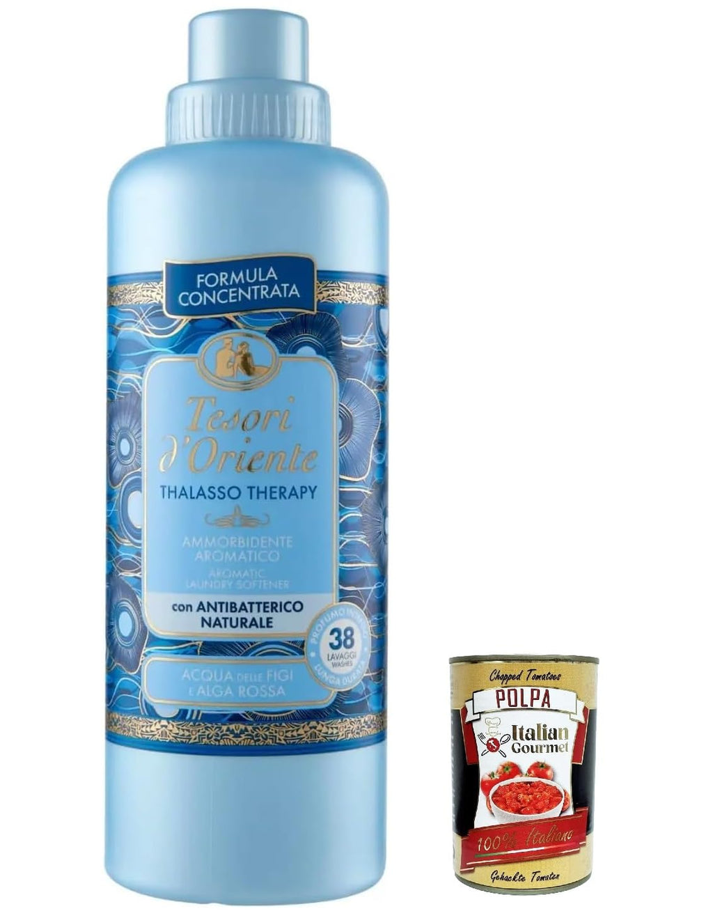 Tesori d'Oriente Fabric Softener Thalasso Therapy Ammorbidente Concentrato, Concentrated Fabric Softener, 38 Washes, 760 ml + Italian Gourmet Polpa 400 g, Pack of 3