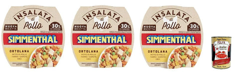 Simmenthal Insalata di Pollo Ortolana, Chicken Breast with Spelt, Carrots and Chickpeas, 160 g, Pack of 3, No Preservatives, + Italian Gourmet Polpa 400 g