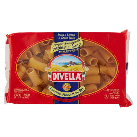 Divella Paccheri Napoletani N. 80 Durum Wheat Semolina Pasta Italian Noodles 500 g Pack + Italian Gourmet Polpa di Pomodoro 400 g Tin Pack of 12