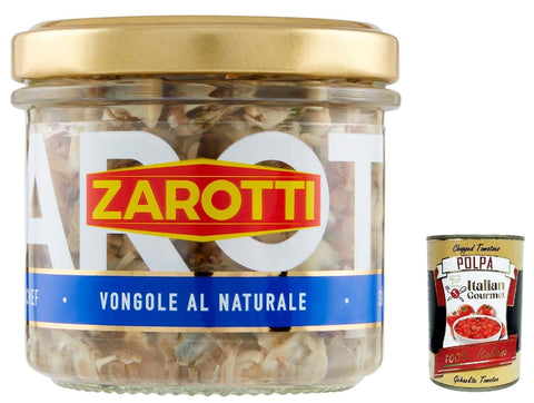 3x Zarotti Vongole al Naturale Sgusciate 'Clams without Shell' in Brine, 130 g + Italian Gourmet Polpa 400 g