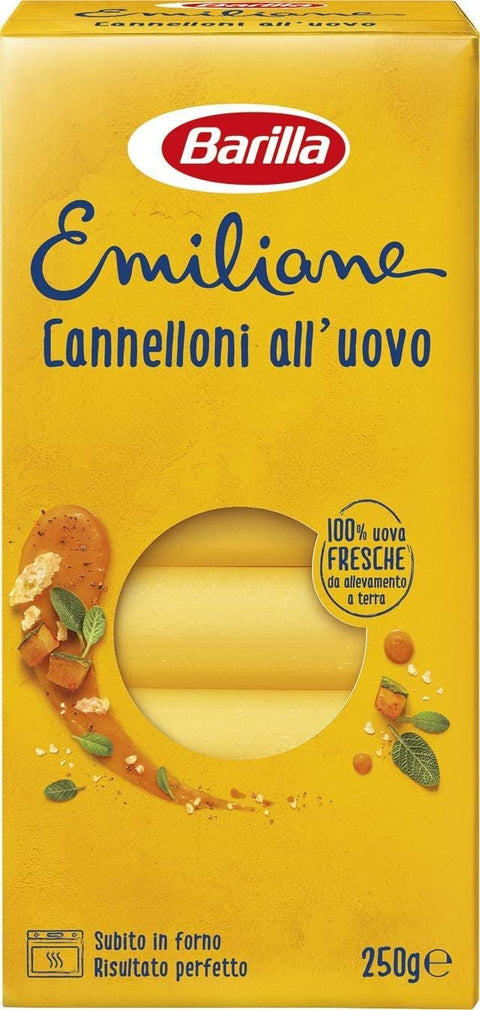 12 x Barilla Emiliane cannelloni all'uovo pasta with egg 250 g + Italian gourmet polpa 400 g