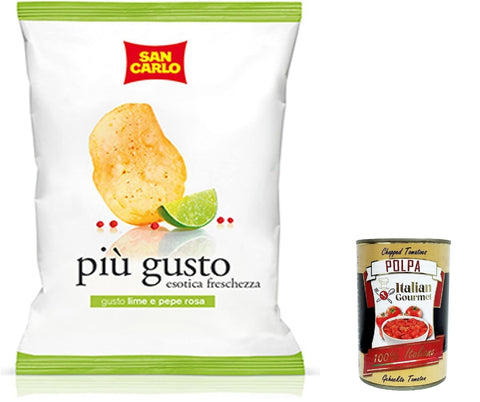 5 x San Carlo più gusto lime and pink pepper chips, salted potato chips, 50 g + Italian gourmet polpa 400 g