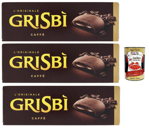 Grisbì Caffè - Filled Biscuits with Coffee Cream, Italian Pastry, 3 x 135 g - Crispy Exterior, Creamy Filling - by Matilde Vicenzi + Italian Gourmet Polpa 400g