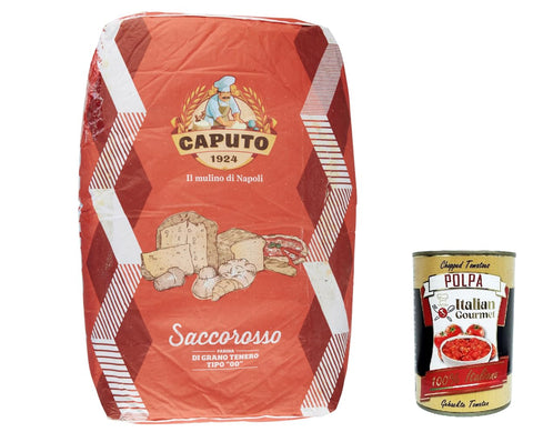 Caputo Italian Premium Flour for Pizza Type "00" Cuoco 25 kg Saccorosso + Italian Gourmet Polpa 400 g