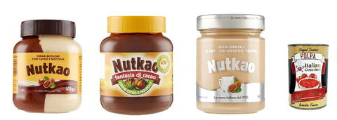 Nutkao Test Pack Crema Bicolore, Bianca and Cacao, Nocciole e Vaniglia, Spreadable Cream Cocoa with Hazelnuts and Vanilla, Glass + Italian Gourmet Polpa 400 g