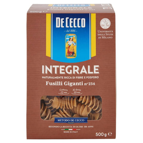 10x Pasta De Cecco Fusilli giganti integrali n. 234 Full Grain Italian Pasta 500 g + Italian Gourmet Polpa 400 g