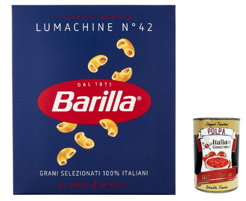 5x Pasta Barilla Lumachine No. 42, 100% Italian Pasta, 500 g Pack + Italian Gourmet Polpa 400 g