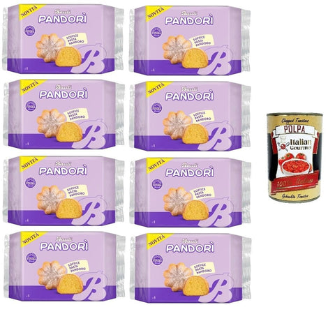 Bauli Pandori' al Latte, Pandori' with Milk Soft Pasta, Pandoro, Speciality of Italian Pastries, Traditional Pandora Art, 8 x 178 g + Italian Gourmet Polpa 400 g