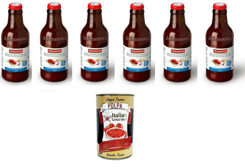 La torrente Salsa al Pomodoro San Marzano dell'Agro Sarnese-Nocerino DOP San Marzano Tomato Sauce of the Sarnese Nocerino Dop 6 x 330 ml + Italian Gourmet Polpa 400 g