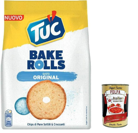 12 x Tuc Bake Rolls, Original Thin and Crispy Bread Chips 150 g + Italian Gourmet Polpa 400 g