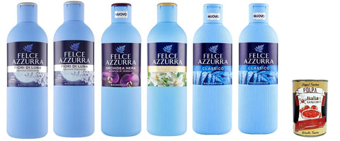 Felce Azzurra Bagnodoccia Body Wash, Shower Gel Test Pack 6 x 650 ml + Italian Goumet Polpa 400 g