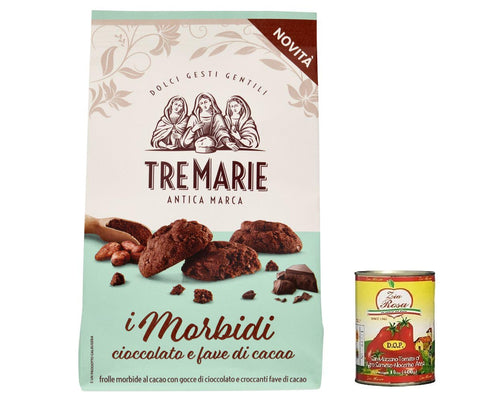 12 x Tre marie i morbidi cioccolato e fave di cacao, chocolate and cocoa bean biscuits biscuits 300 g + Zia Rosa DOP Pomodoro San Marzano tin of 400 g