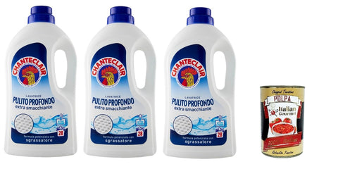 3 x Chanteclair PULITO PROFONDO Liquid Detergent for Washing Machine, 28 Washes, 1260 ml + Italian Gourmet Polpa 400 g