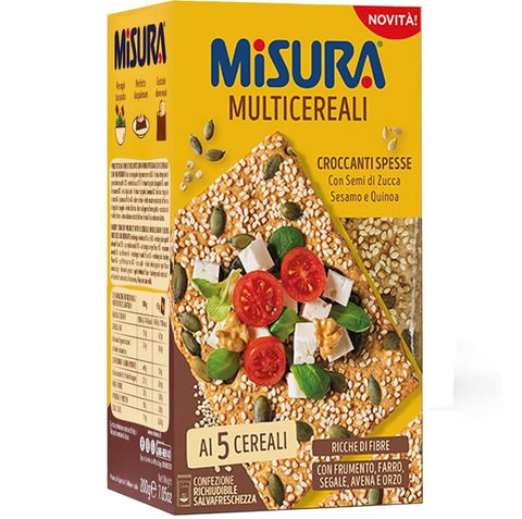 10x Misura Multicereali cracker croccanti ai 5 cereali con semi di zucca, sesamo e quinoa  200gr