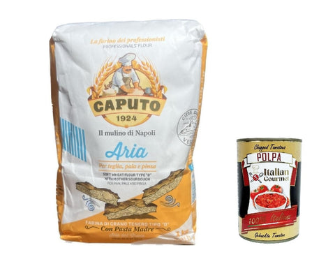 5 x Molino Caputo Aria Farina 0 flour developed for pizza a teglia, pinza 1 kg + Italian gourmet polpa 400 g