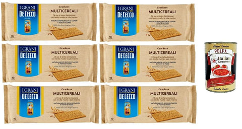 De Cecco Crakers Multicereali Multi-Grain Cracker 6 x 250 g + Italian Gourmet Polpa 400 g