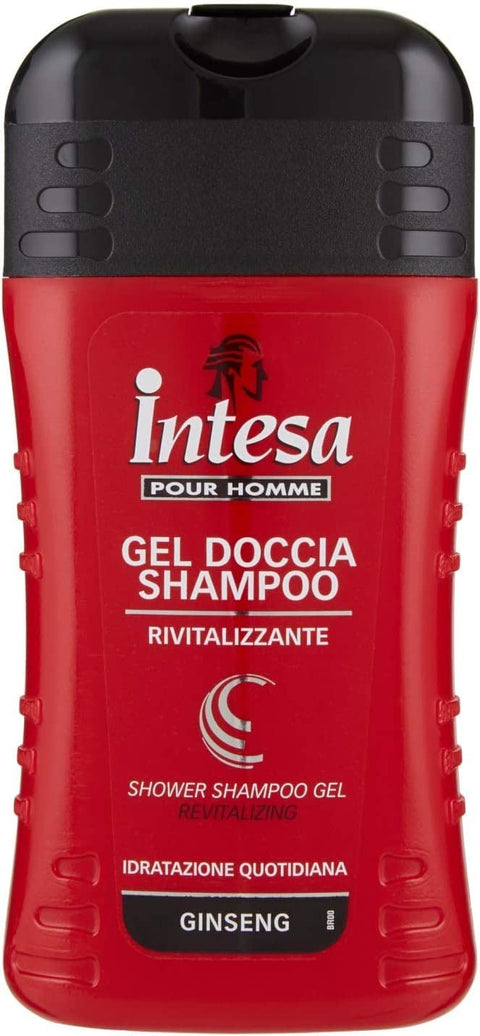 6 x Intesa Pour Homme Shower Gel Shampoo, Rivitalising, Everyday Moisturising, Ginseng - 250 ml + Italian Gourmet Polpa 400 g
