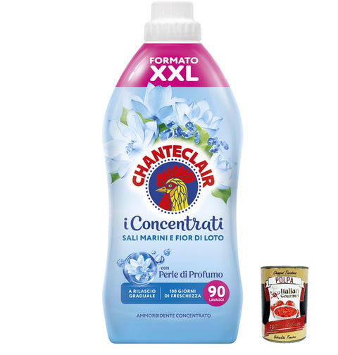 CHANTECLAIR i Concentrati Ammorbidente Sublime Sali Marini e Fior di Loto Sea Salts and Lotus Flower Fabric Softener 1800 ml Long-Lasting Fragrance 70 Washes Detergent + Italian Gourmet Polpa 400g